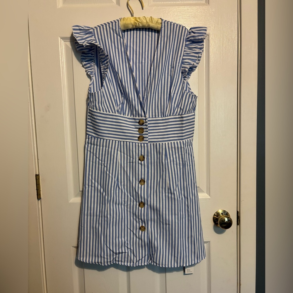 Cupshe Blue and White Striped Casual  Dress